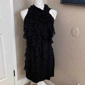 Chic Black Ruffled Mini Dress